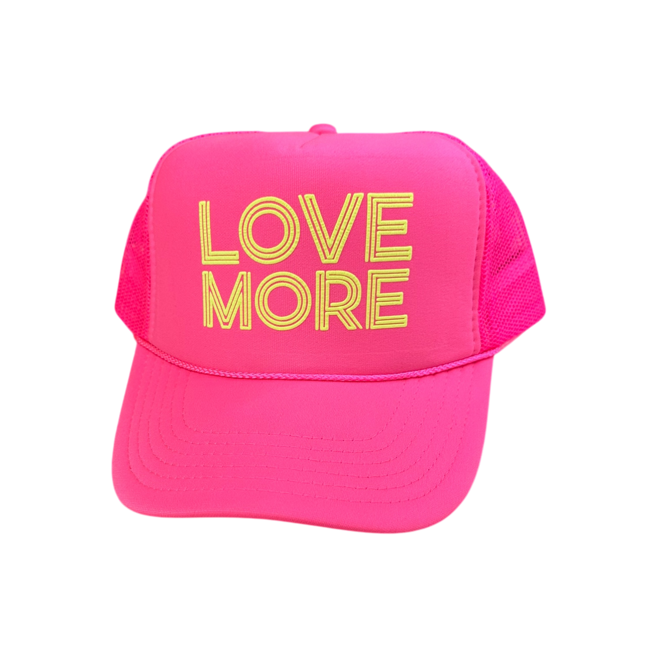 LOVE MORE - Neon Pink Trucker
