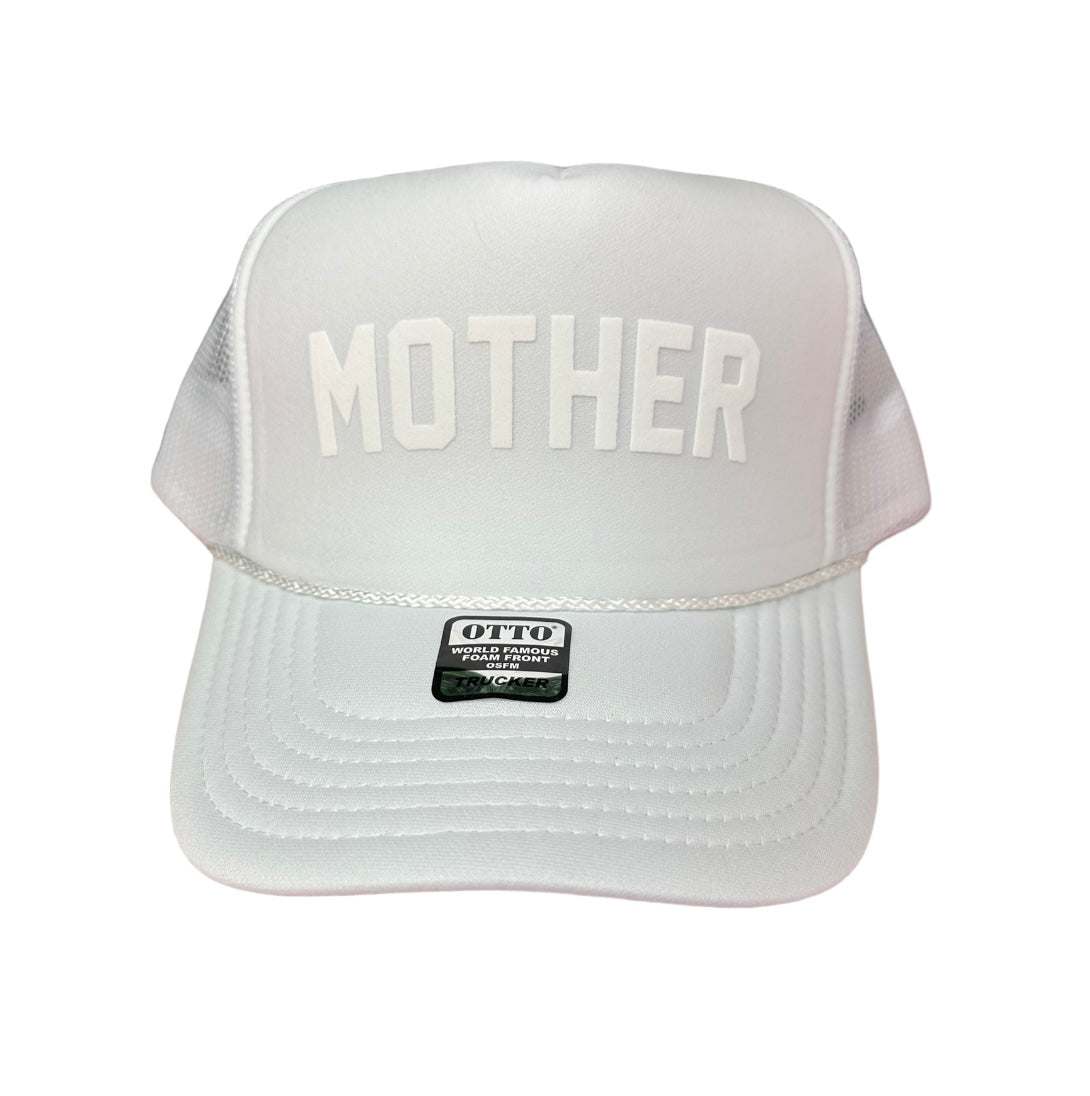 TOT Trucker - MOTHER - (White on White)