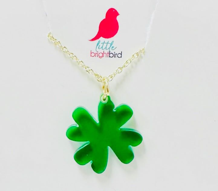 Clover Acrylic Mini Necklace - Green Translucent