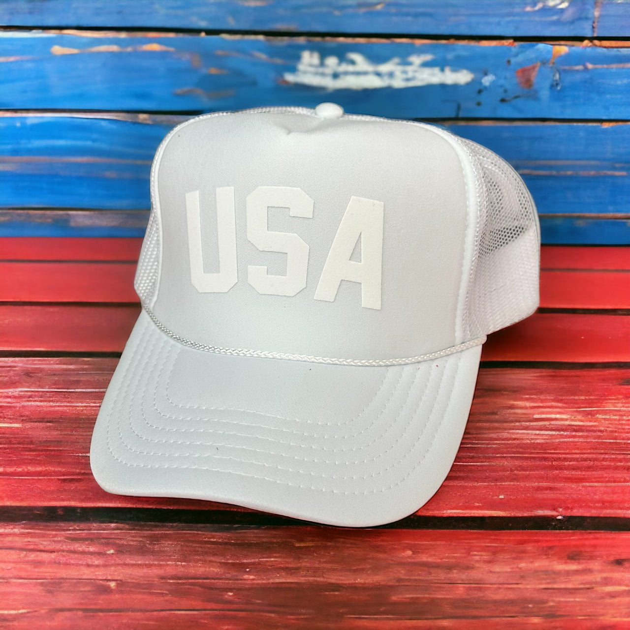 TOT Trucker - USA - (White on White)