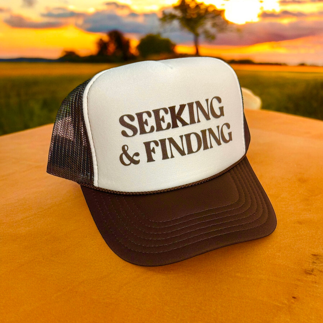 'Seeking & Finding' Tan/Brown Trucker