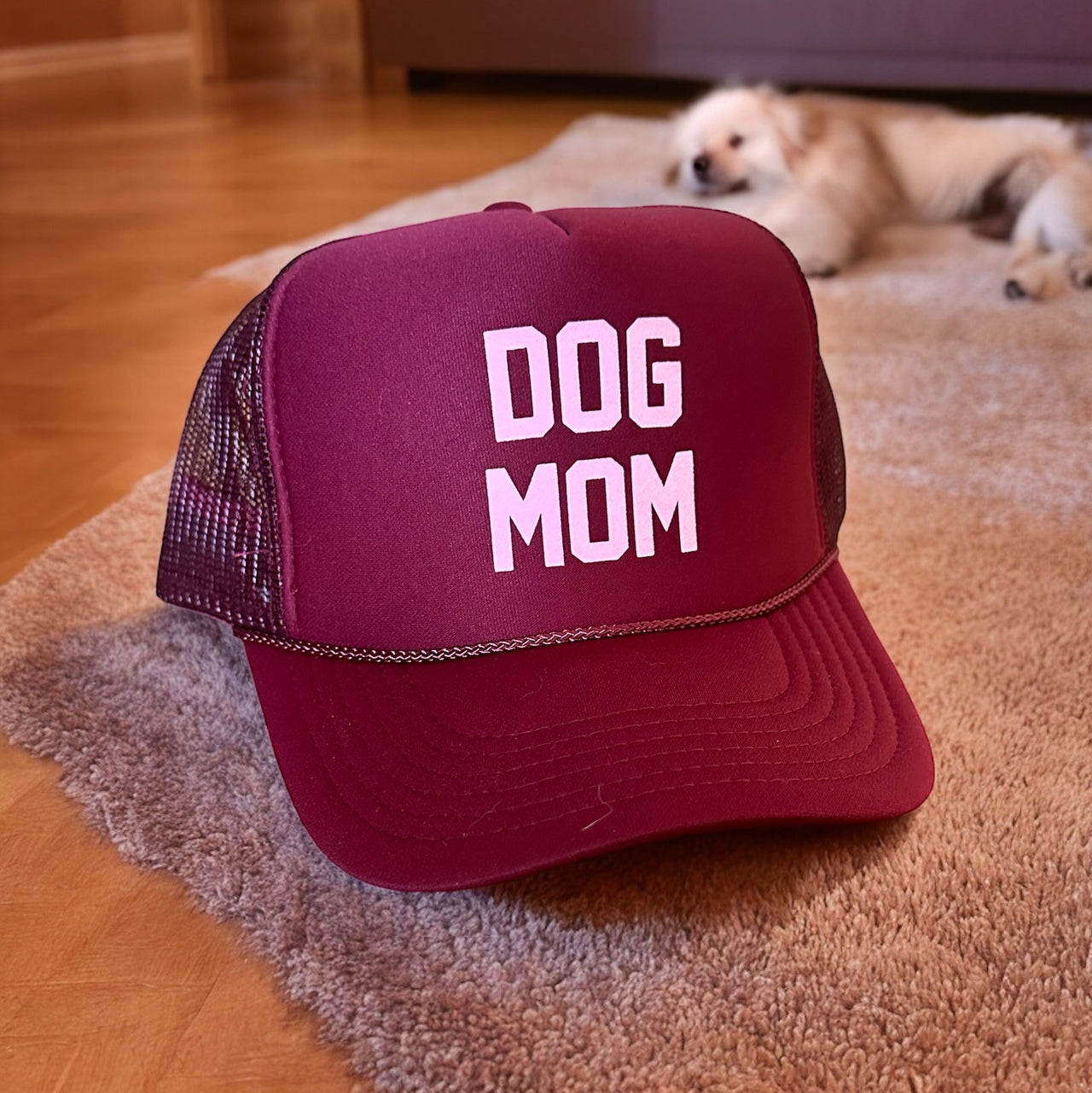 DOG MOM Maroon Trucker