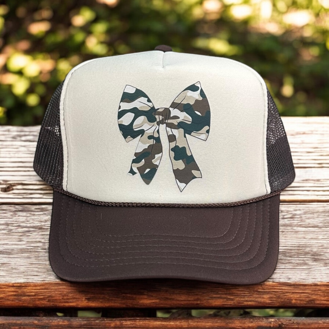 Camo Bow - Tan/Brown Trucker Hat
