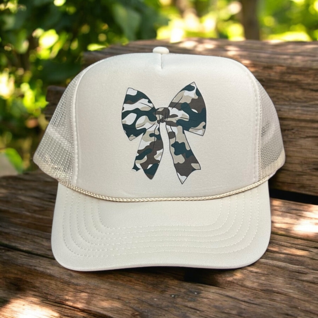 Camo Bow - Tan Trucker Hat