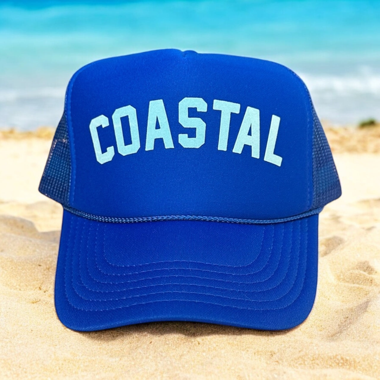 Coastal (light blue velvet) - Royal Blue Trucker Hat