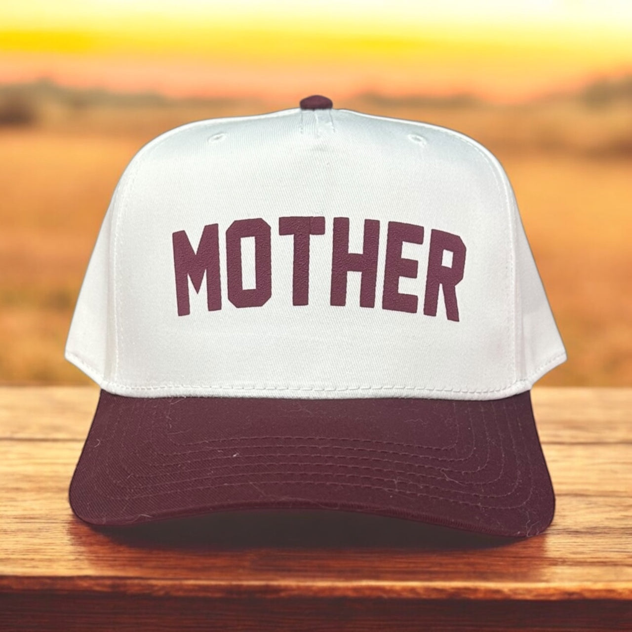 MOTHER (Maroon) - White/Maroon Baseball Cap