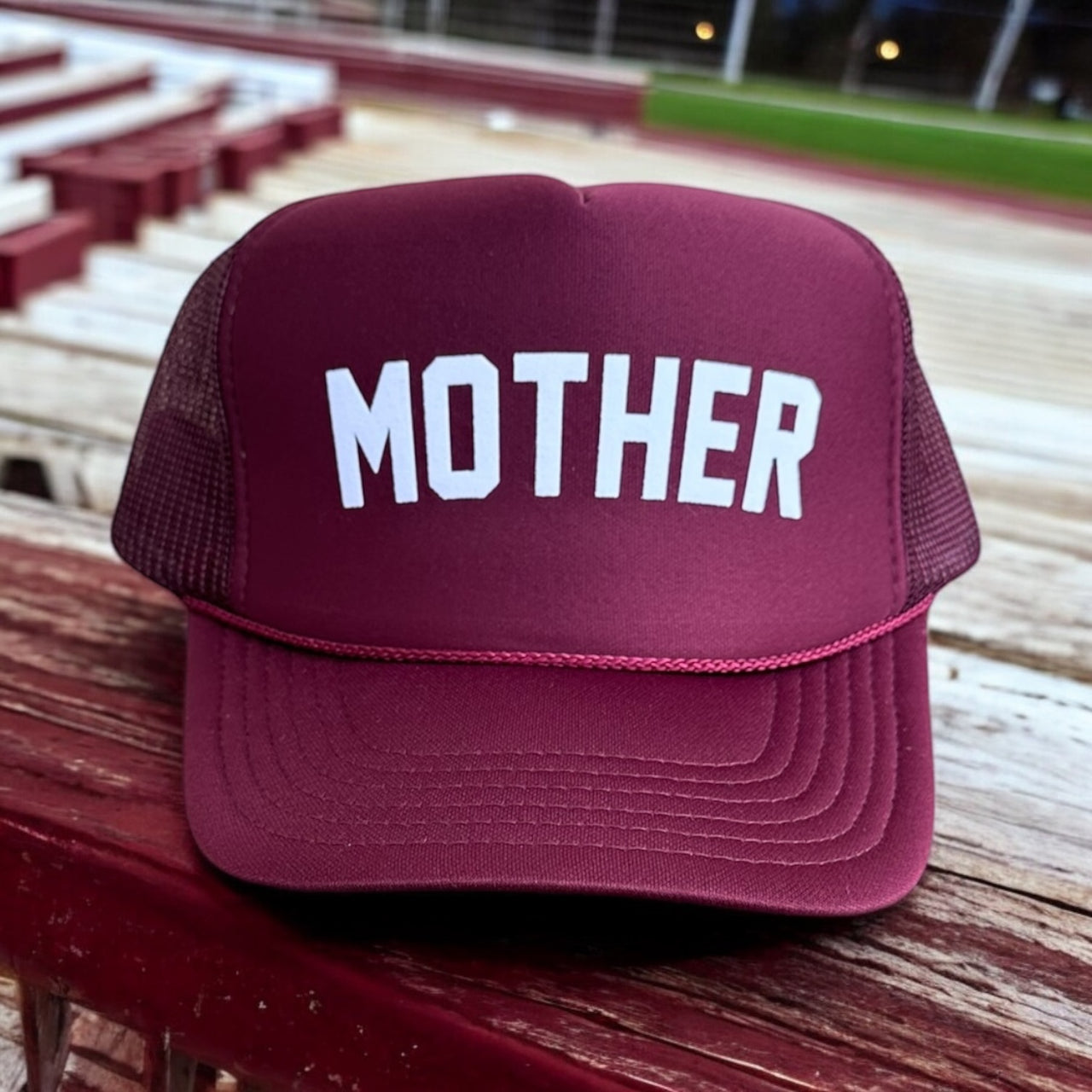 MOTHER (White Velvet) - Maroon Trucker Hat