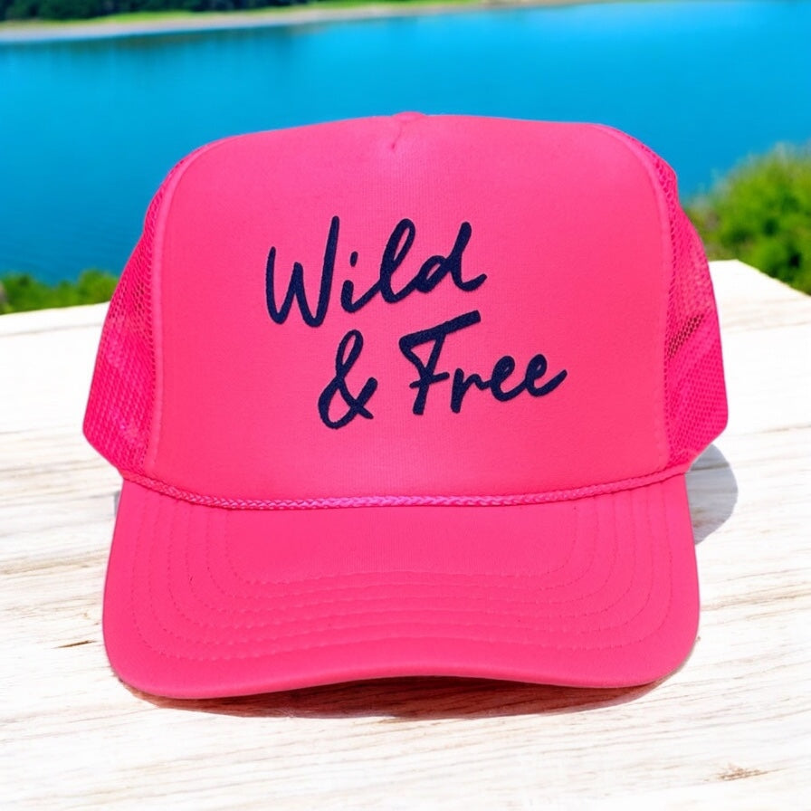 Wild & Free - Neon Pink Trucker Hat