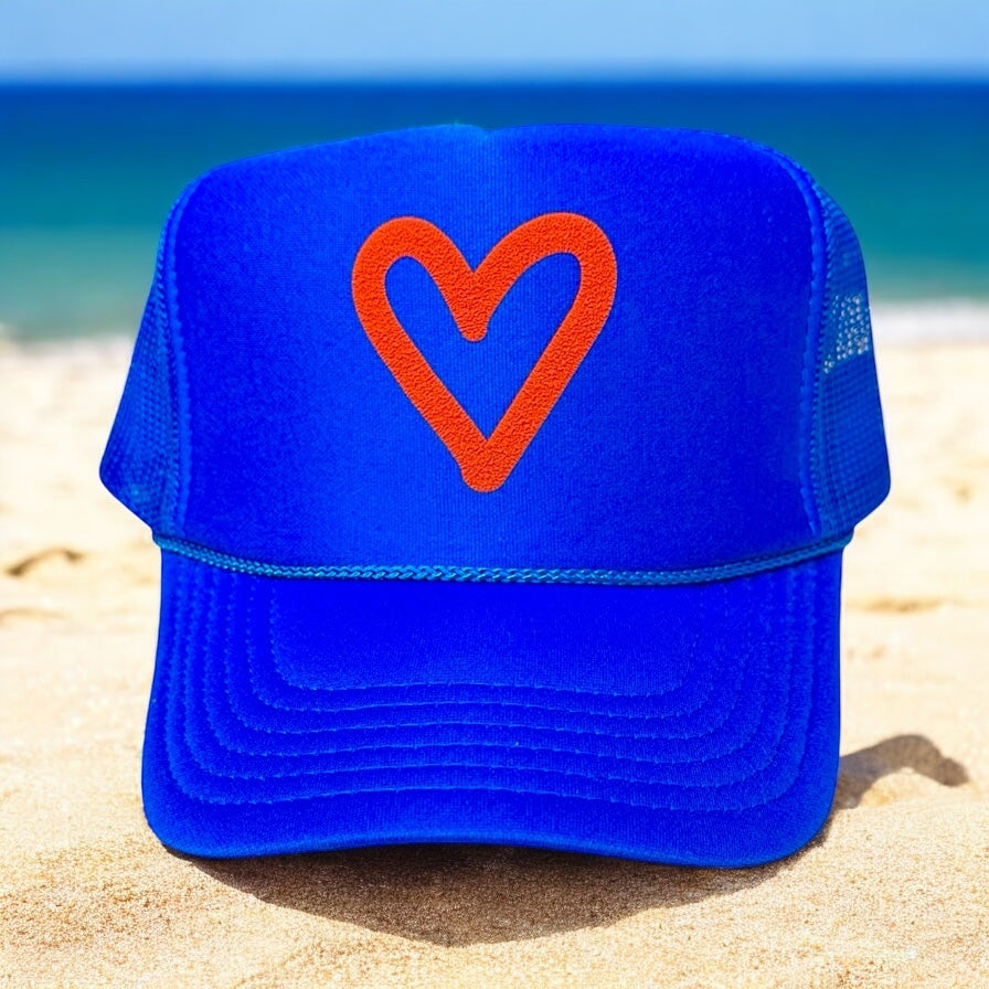 Heart (puff) - Royal Blue Trucker Hat