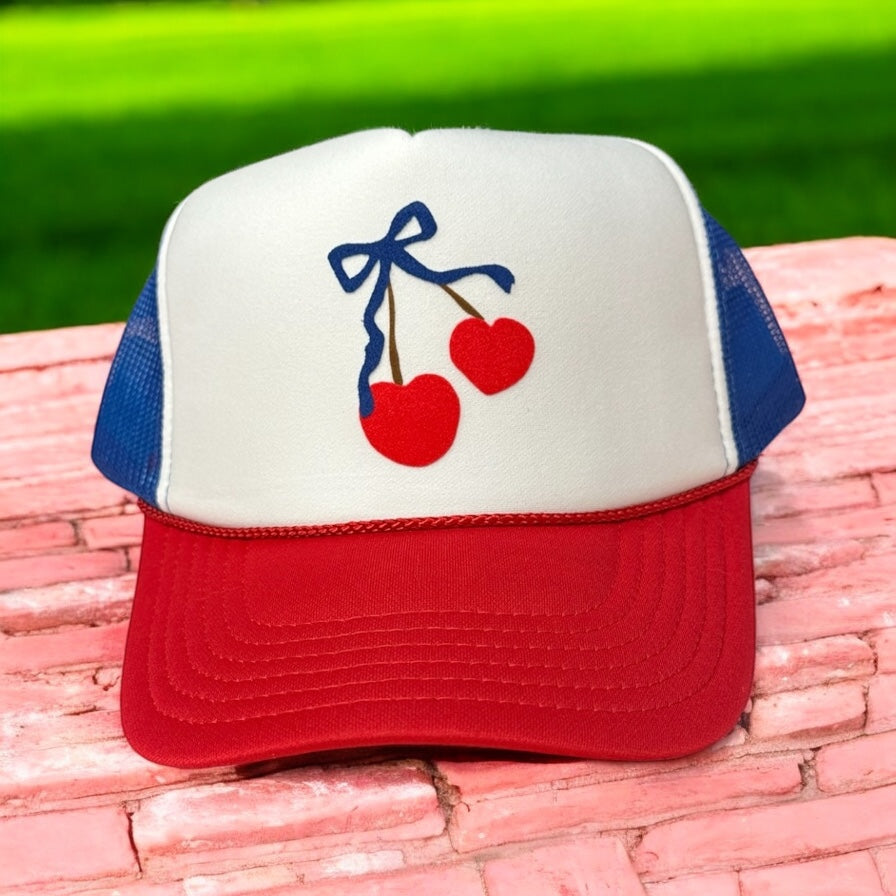Cherries - Red.White.Blue Trucker Hat