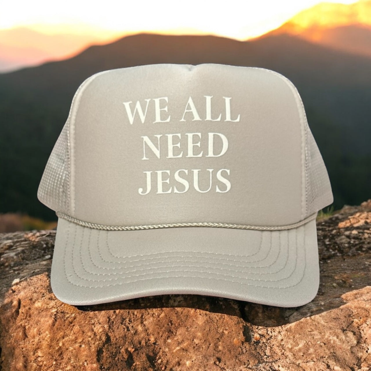 We all need Jesus - Tan Trucker Hat