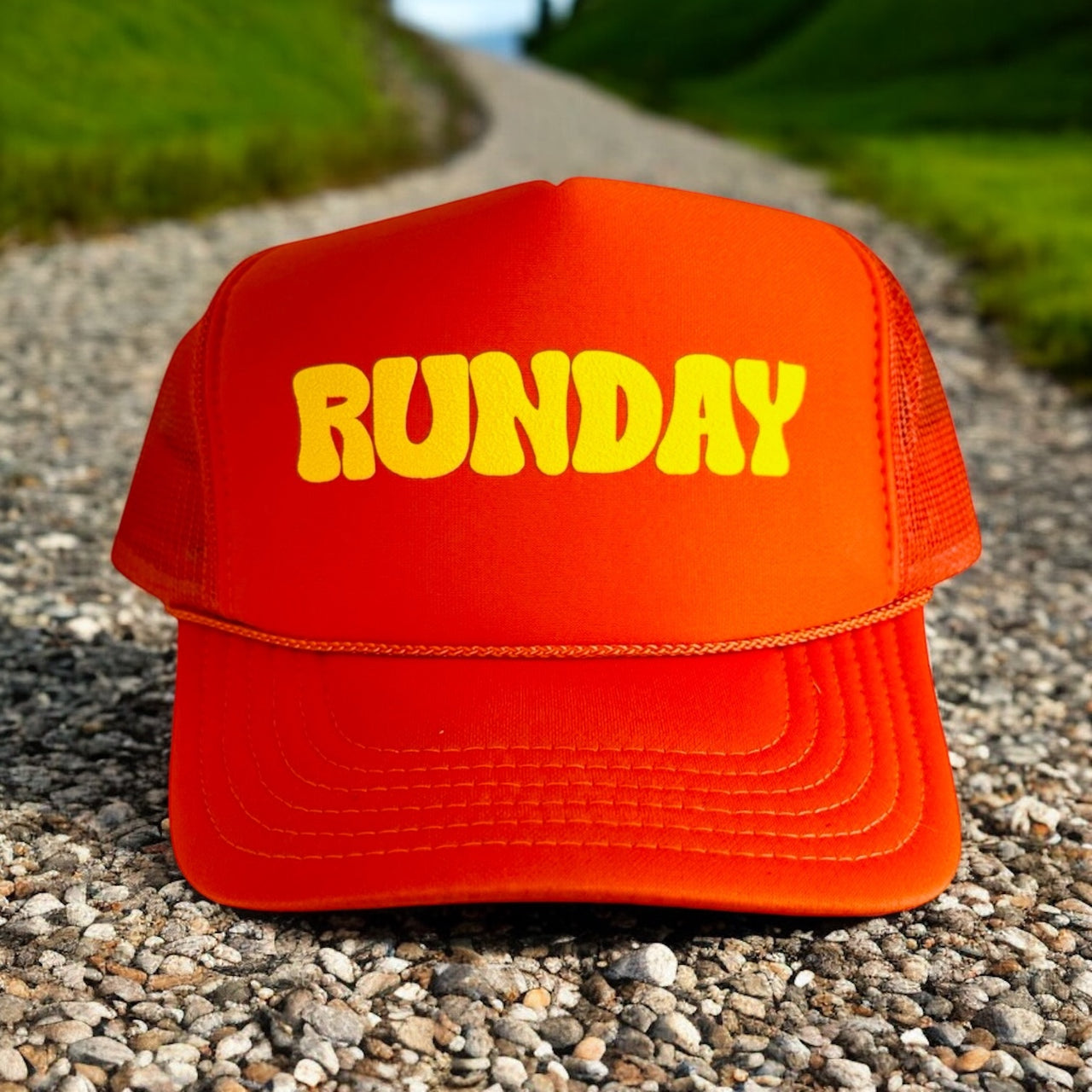 RUNDAY (yellow) - Orange Trucker Hat