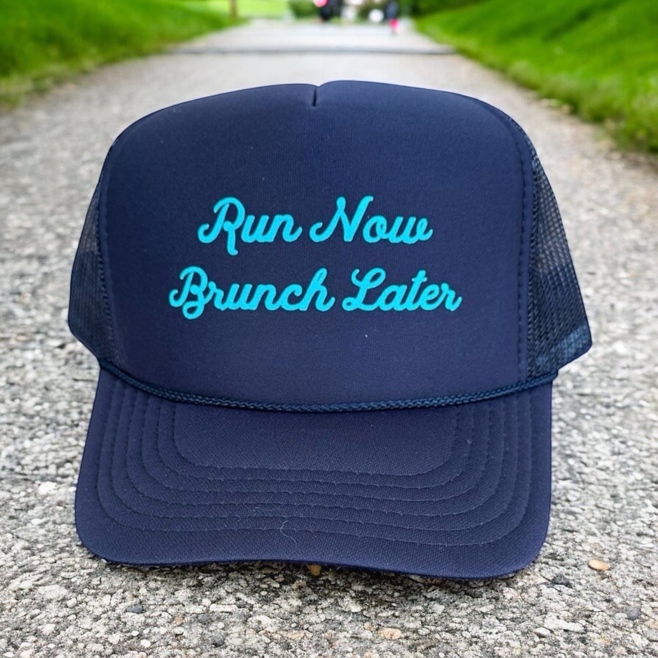 Run Now Brunch Later - Navy Trucker Hat