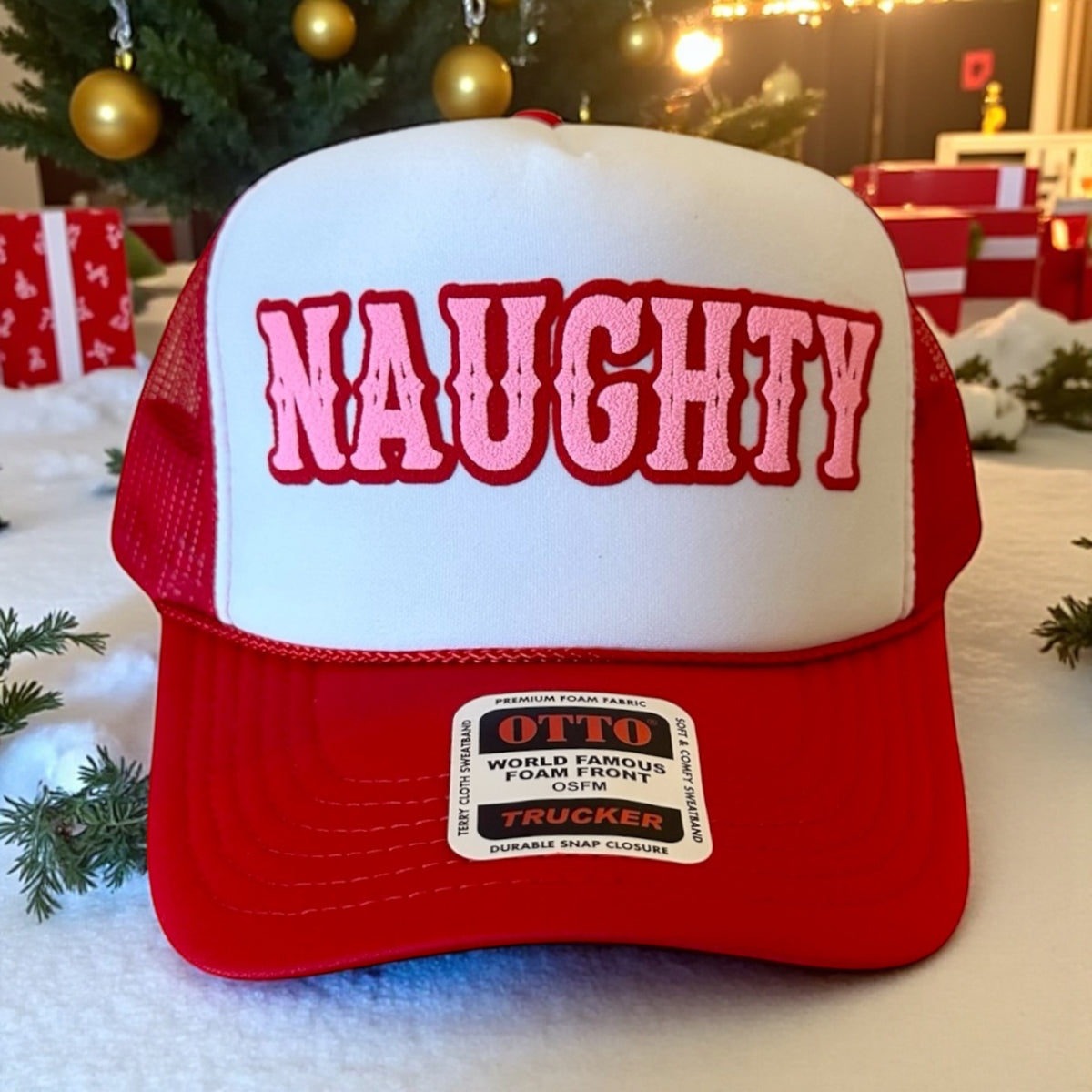 NAUGHTY (double puff) - Red/White Trucker Hat (Copy)