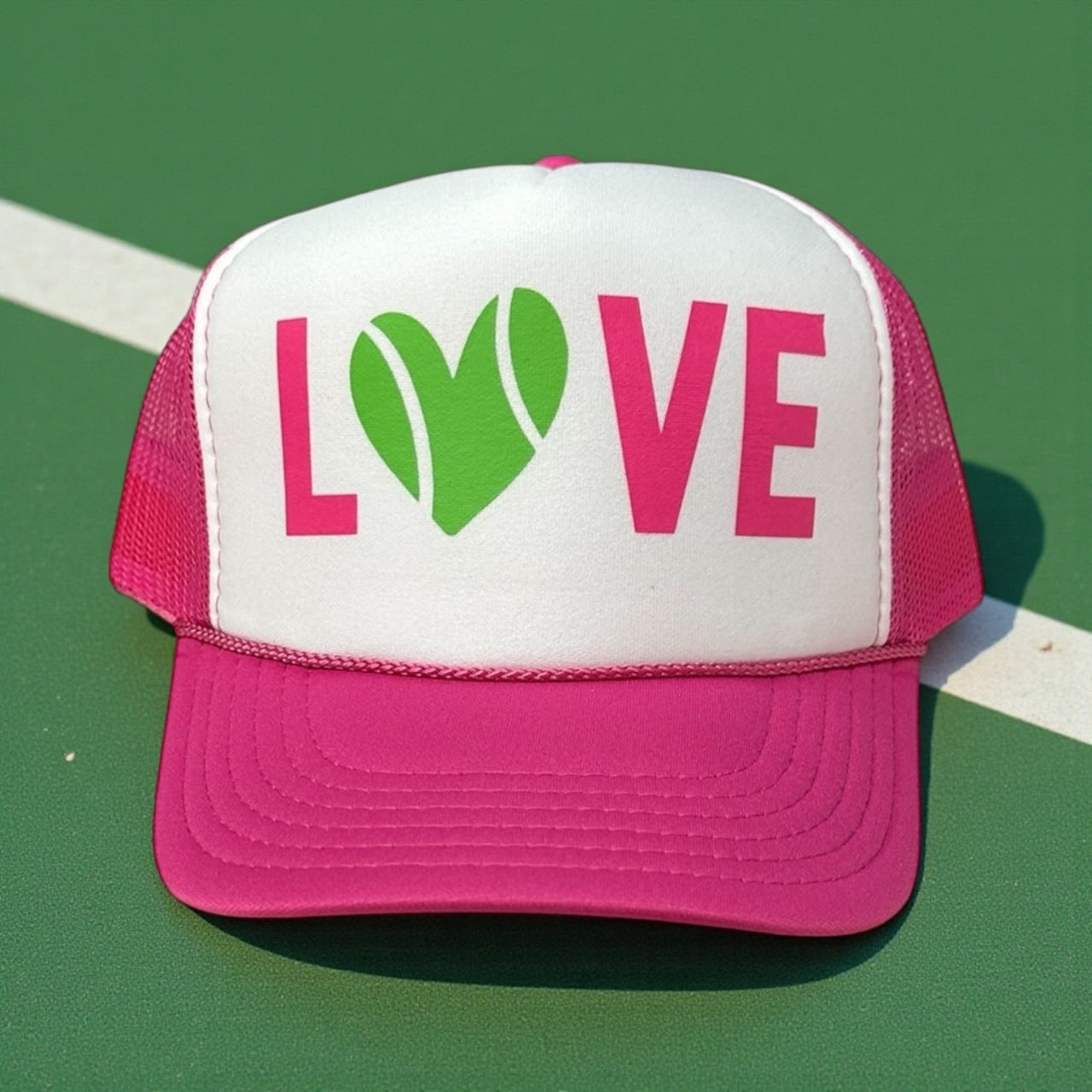 LOVE (tennis) - White/Hot Pink Trucker Hat