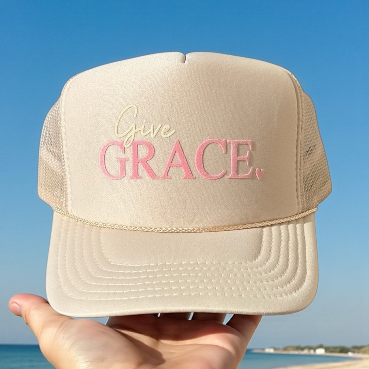 Give Grace - Tan Trucker Hat
