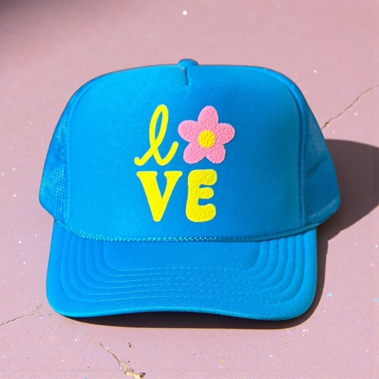 LOVE (flower) - Surf Blue Trucker Hat