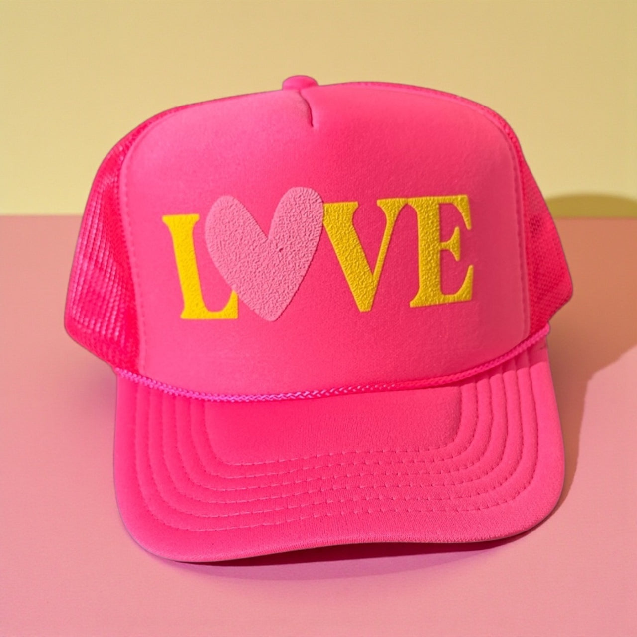 LOVE - Neon Pink Trucker Hat