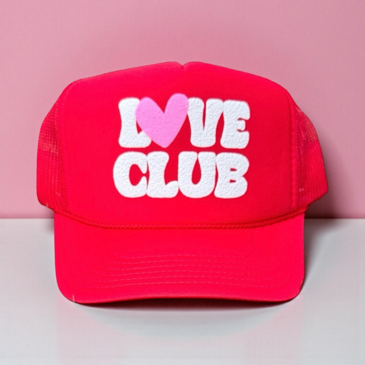 Love Club (puff) - Red Trucker Hat