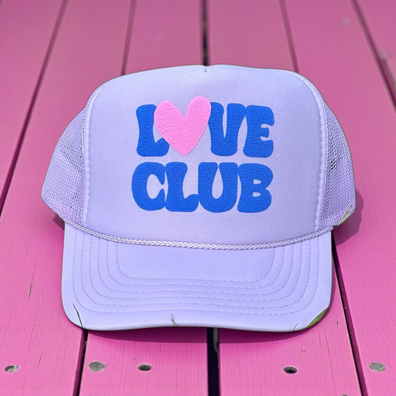Love Club (puff) - Lilac Trucker Hat