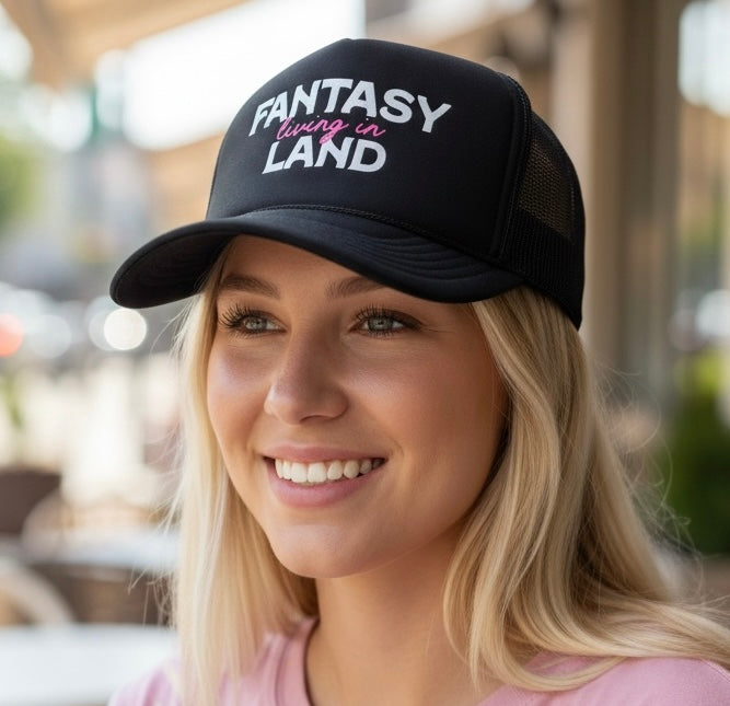 Living in Fantasy Land - Black Trucker Hat