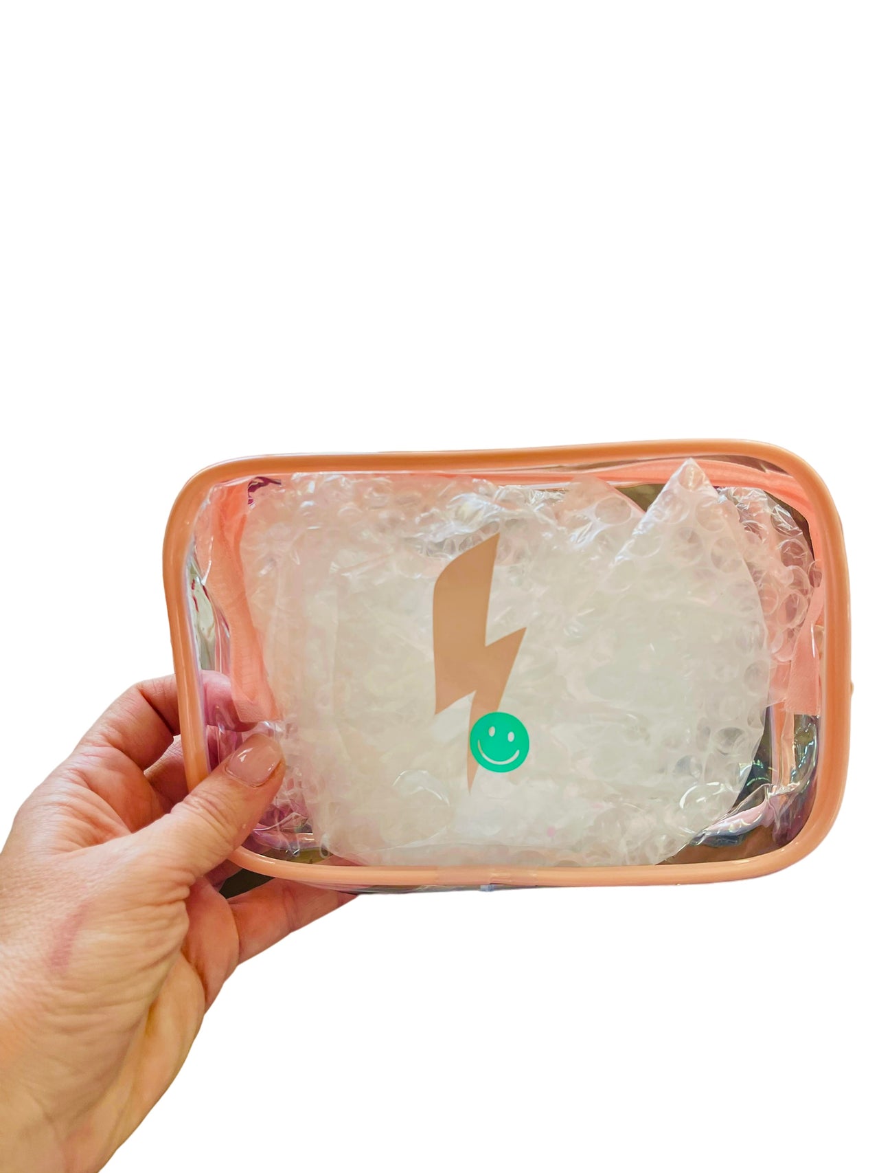 Light coral clear cosmetic bag