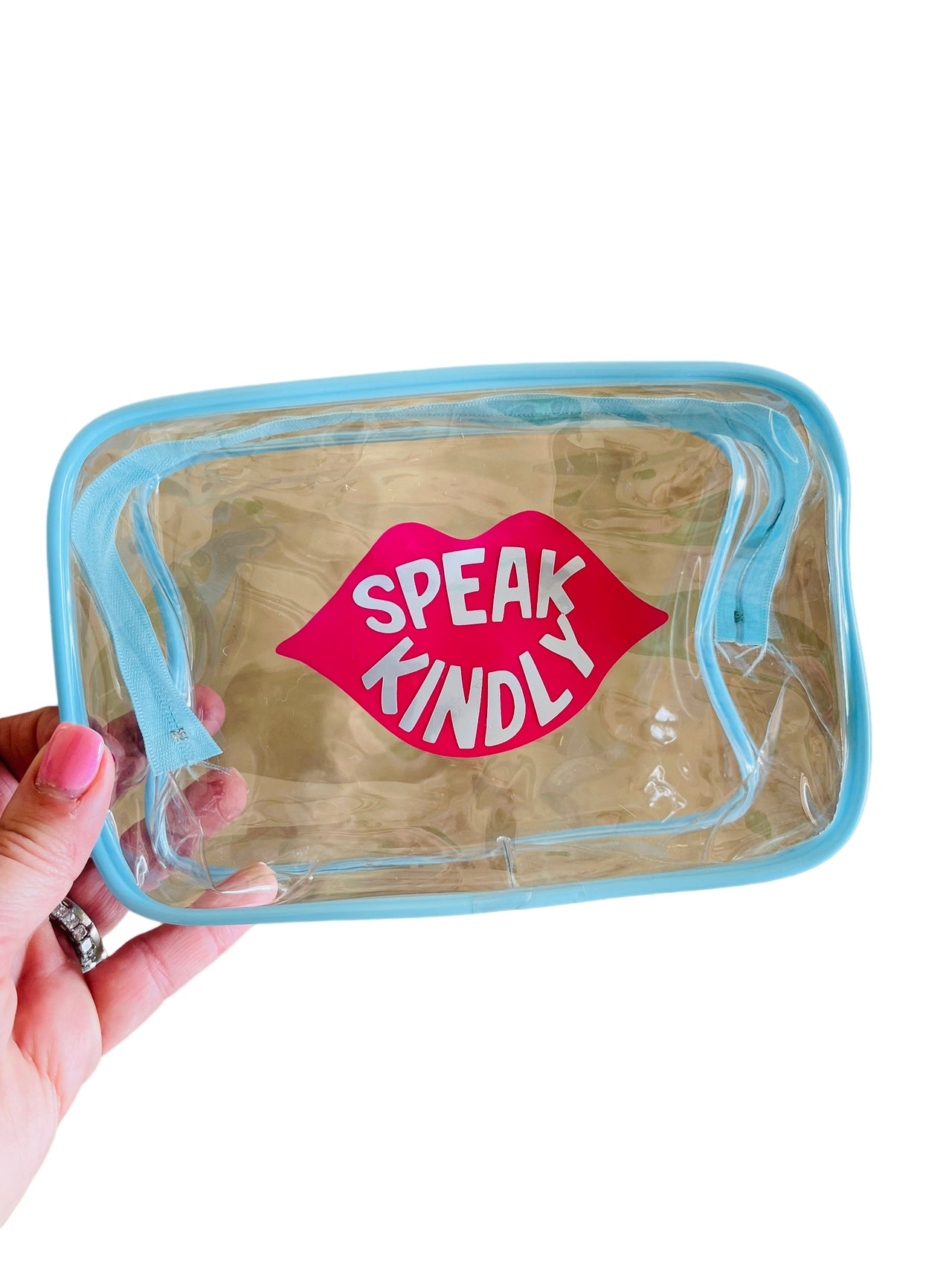 Speak kindly clear cosmetic bag