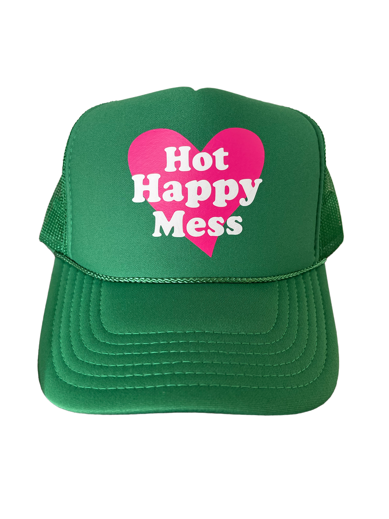Hot Happy Mess Green Trucker