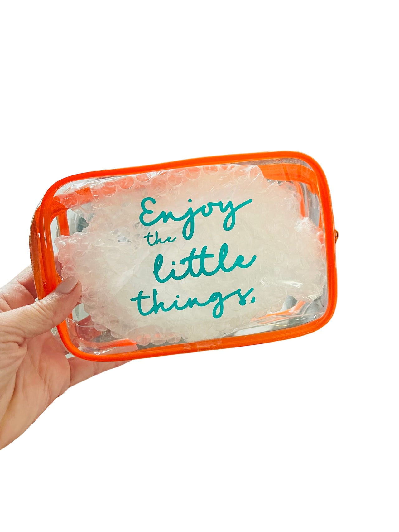 Enjoy the little things clear cosmetic bag