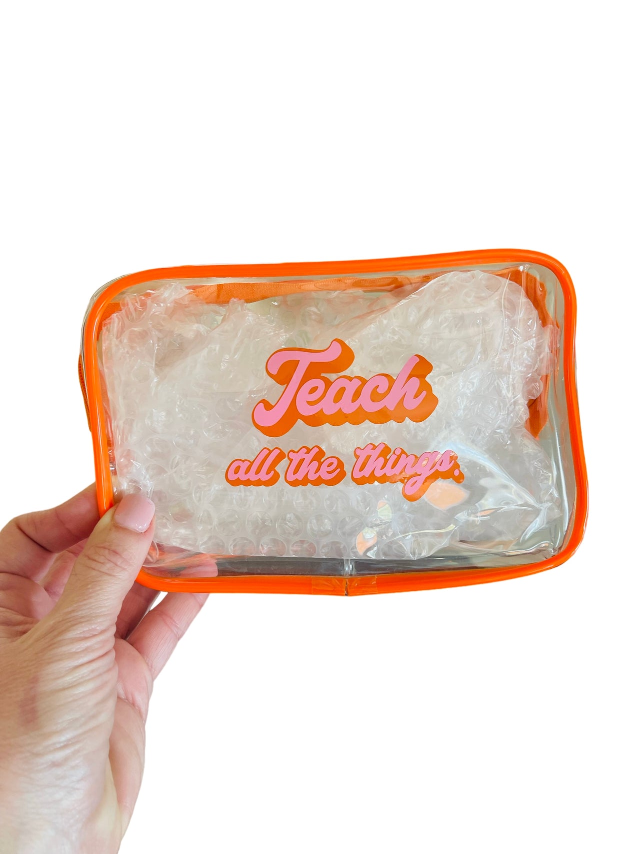 TEACH all the things clear cosmetic bag